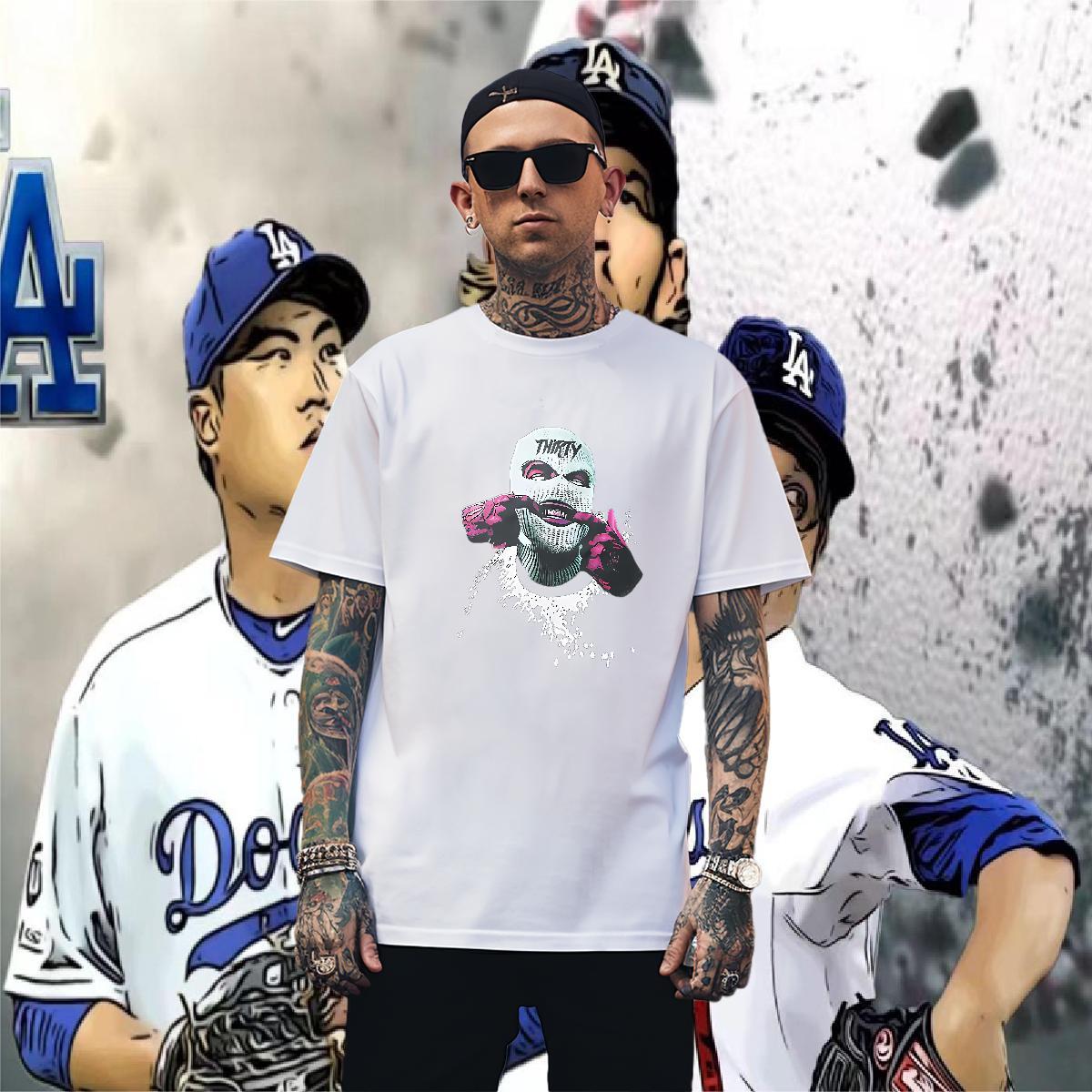 T-Shirts for Men 100% Cotton 230g portrait Sports Casual Breathable Short Sleeve Customized Print Mens Tshirts Brand Wholesale Clothes