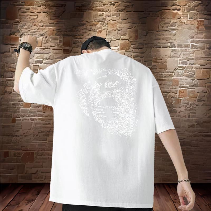 Casual New T-Shirts 230g Cotton tree Street Tops Round Neck Short Sleeve High Quality Men Tshirts Black Oversized
