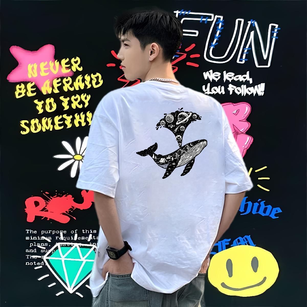 2024 Man T Shirts 100% Cotton 230g Casual Beach Tees Shirts Breathable Crew Neck Loose Men Clothes T-Shirt Custom Big Size