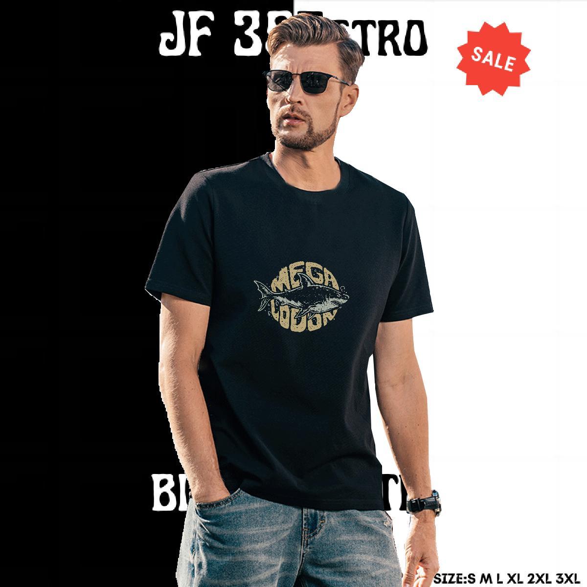 Soft Men Tshirts 230g 100% Cotton fish Man T Shirts Daily Outfit Pure Cotton Plus Size Cartoon Fashion Design Top Tees