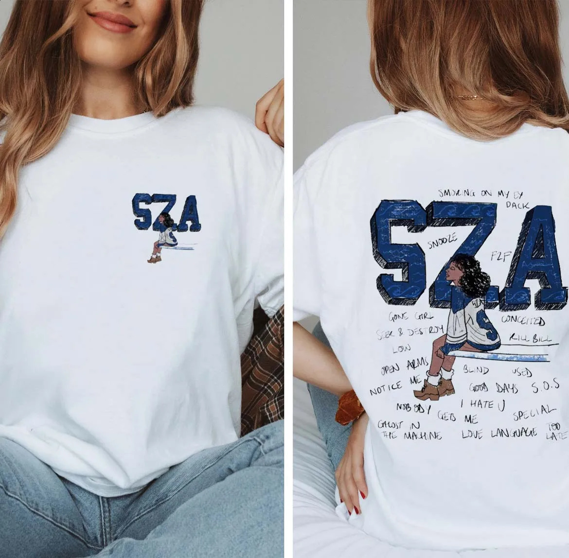 SZA SOS Song Men Women T Shirt Summer Short Sleeve Vintage Pure Cotton Round Neck T Shirt Large Size T Shirt 240806