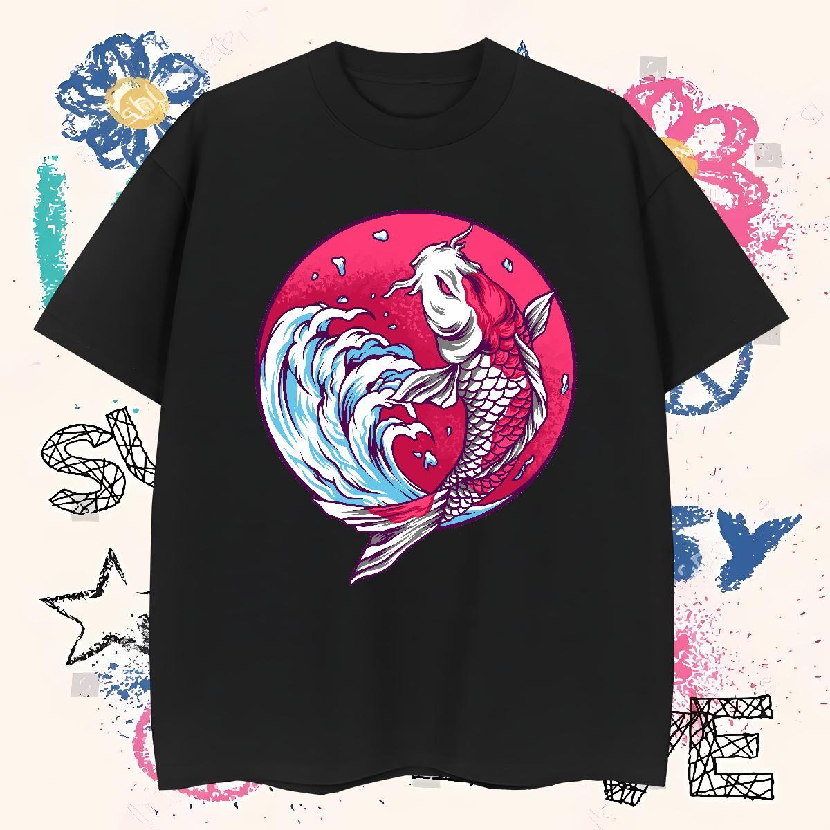 Classic T-Shirts for Men 230g Pure Cotton High Street Hip Hop Wear Short Sleeve O-Neck Loose Fit Men Clothes T-Shirt Plus Size Cartoon
