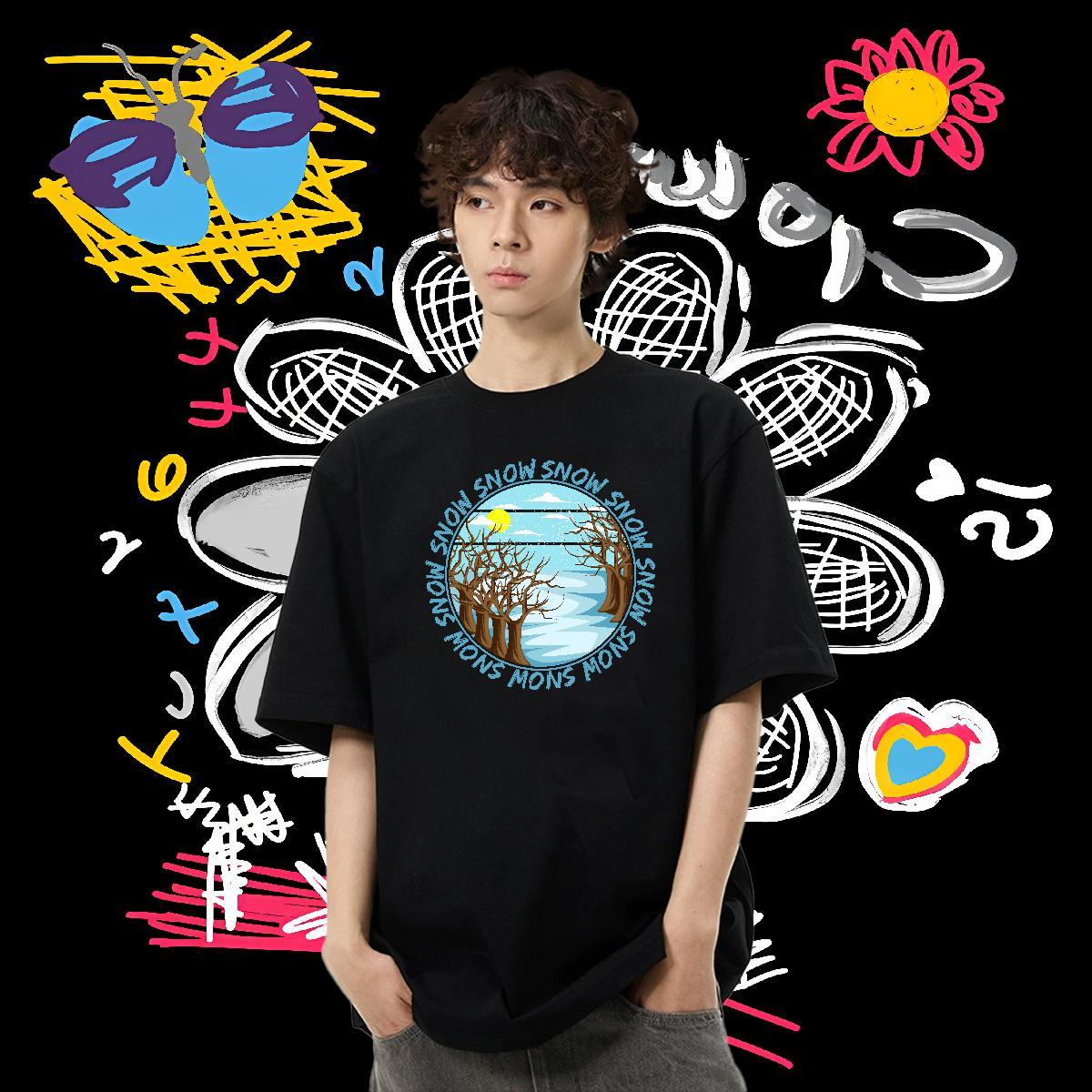 Factory Direct Man T Shirts 100% Cotton 230g tree Hip Hop Street Clothings Breathable Short Sleeve Designer Mens Tshirts Black White
