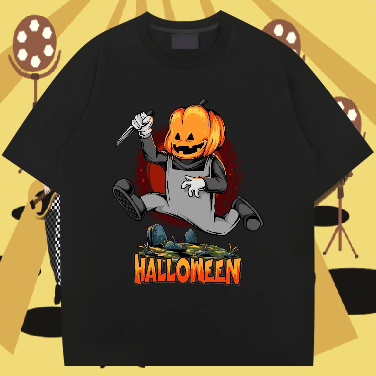 Wholesale T-Shirts 230g Cotton pumpkin Casual Beach Tshirts Breathable Crew Neck High Quality Men Clothes T-Shirt DIY Logo Oversized