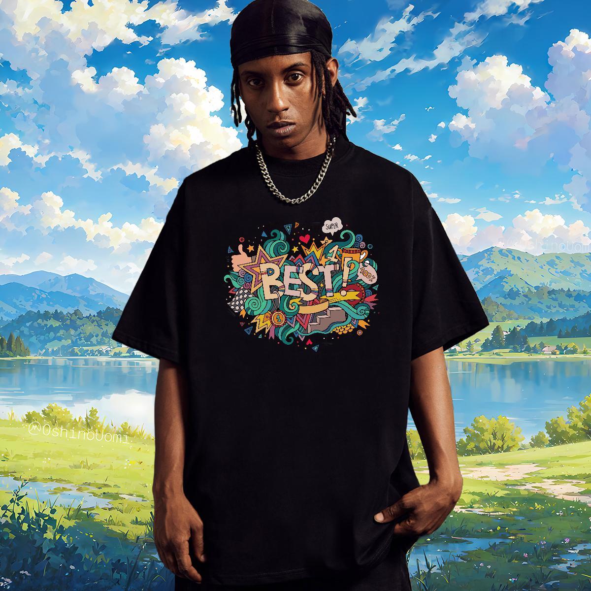 T-Shirts 230g 100% Cotton English Street wear Hip Hop Breathable Short Sleeve Custom Print Oversized Men Tshirts New Designer Cool Tees Shirts