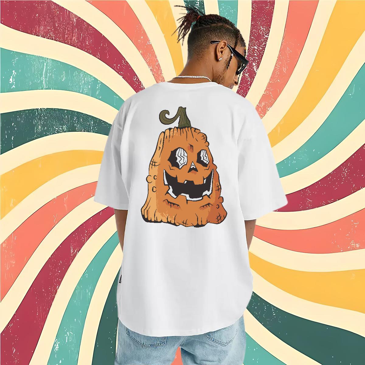 Customized Men T Shirts 230g Pure Cotton pumpkin Hip Hop Street Top Tees Breathable Short Sleeve Free Shipping Men Clothes T-Shirt DIY Printed