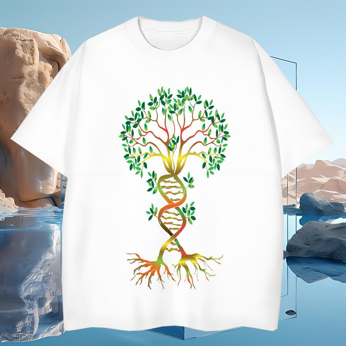 Mens T Shirts 230g Pure Cotton tree Sports Casual Breathable Crew Neck Customized Tshirt for Man Woman Fashion Loose Fit Tshirts