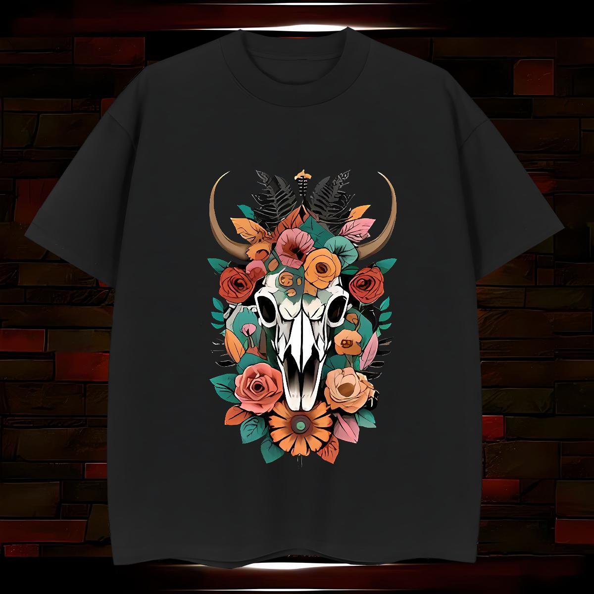 T Shirt For Man 230g 100% Cotton flower Street Casual Short Sleeve Soft Custom Cartoon Tshirt for Man Woman Fashion Casual Classic Tops Shirt