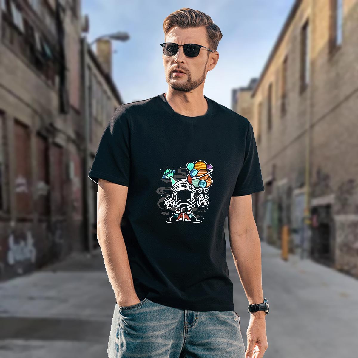 Man T Shirts 230g 100% Cotton universe Street Wear Breathable Custom Print Oversized Men Tops Tees Stylist Cool Design Clothings