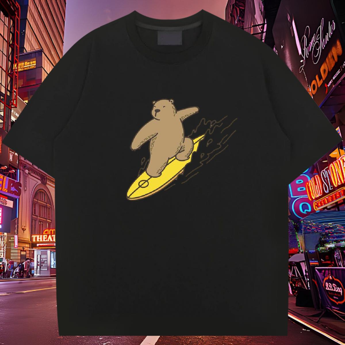 Comfortable Couples T Shirts 100% Cotton 230g bear T Shirt For Man Anime Printing Street Breathable Short Sleeve Custom Printed New Wear