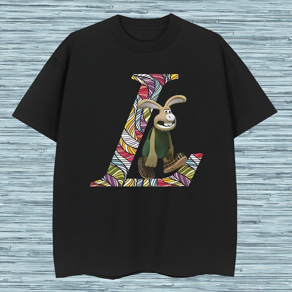 New T Shirt For Man 230g 100% Cotton rabbit Street Casual Tee Shirt Breathable Crew Neck High Quality Men Clothes T-Shirt Black Oversized