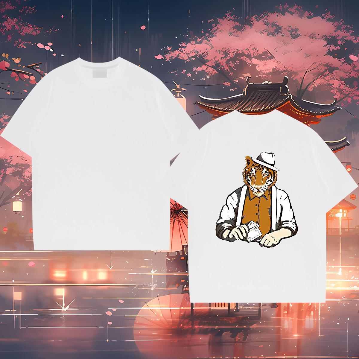 2024 Designer T Shirt For Man 230g Cotton tiger Summer Casual Polos O-Neck Short Sleeve Comfortable Men Tees DIY Logo Oversized