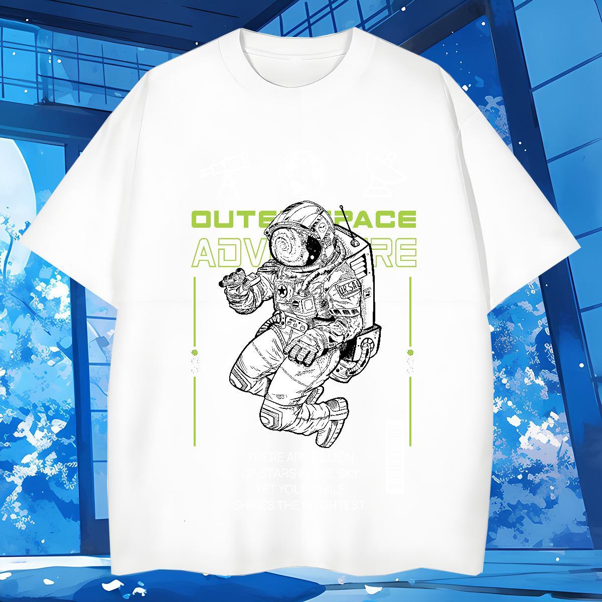 T shirt 230g Cotton cosmonaut Daily Outfit Short Sleeve Soft Custom Print Plus Size Couples T Shirts 2024 Popular Clothes