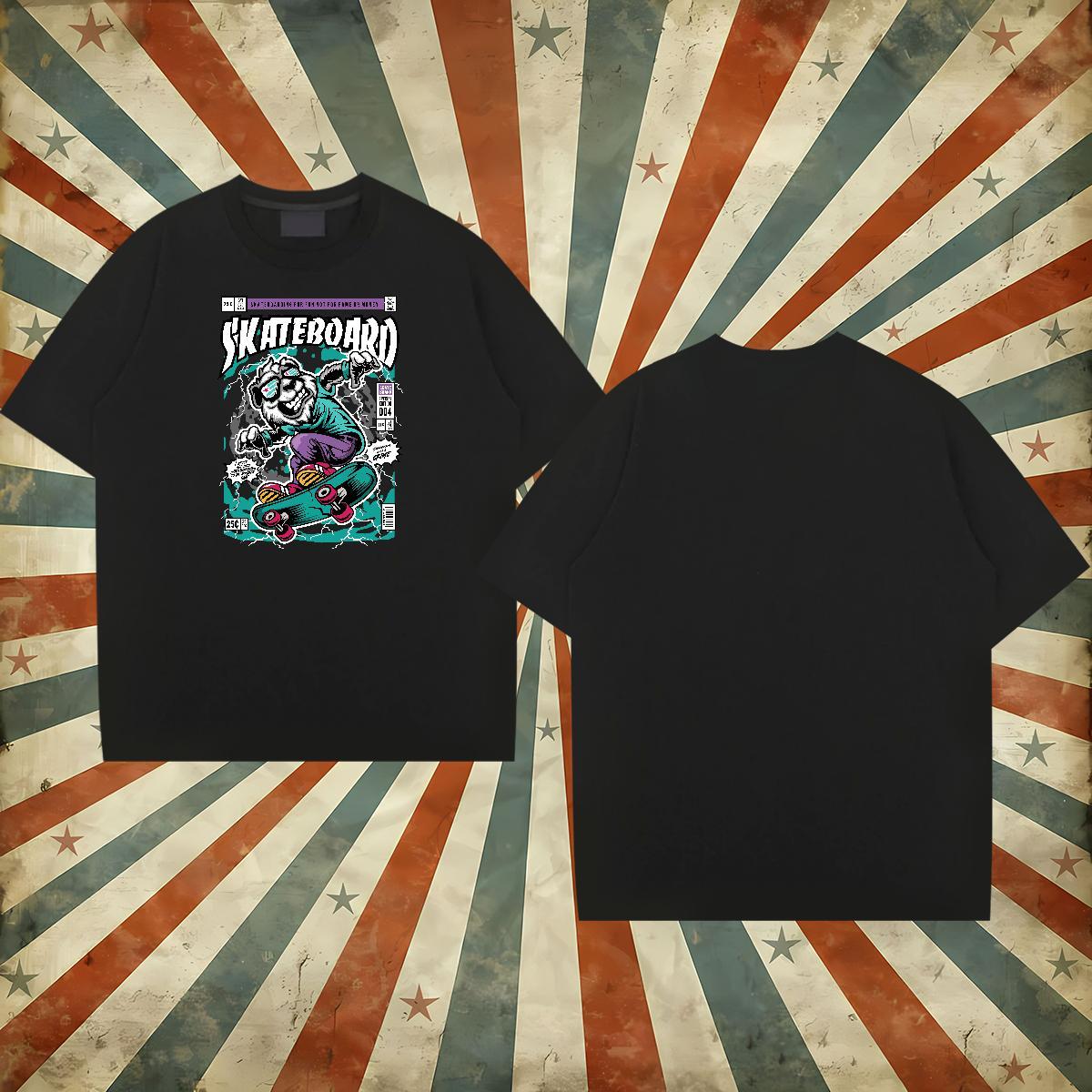 2024 New T shirt 100% Cotton 230g bear Street Casual Tshirts Breathable Cool Mens Tshirts Plus Size Custom