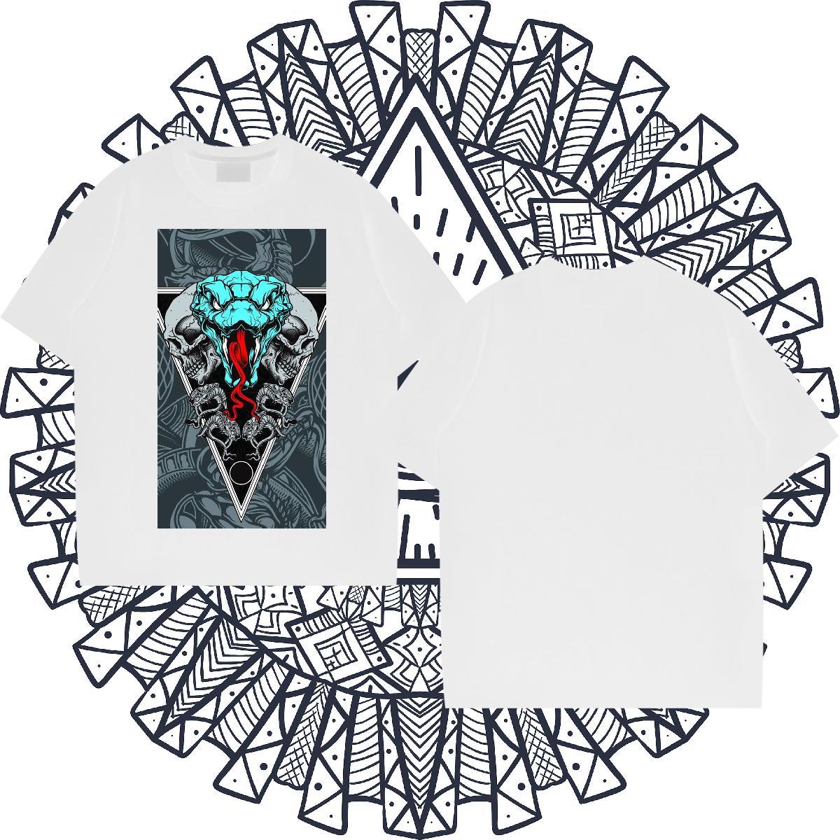 Cool Design Men Tops Tees 230g Cotton Sports Casual snake Cartoon Printing L-4XL Breathable Fashion Casual T-Shirts Top Tees