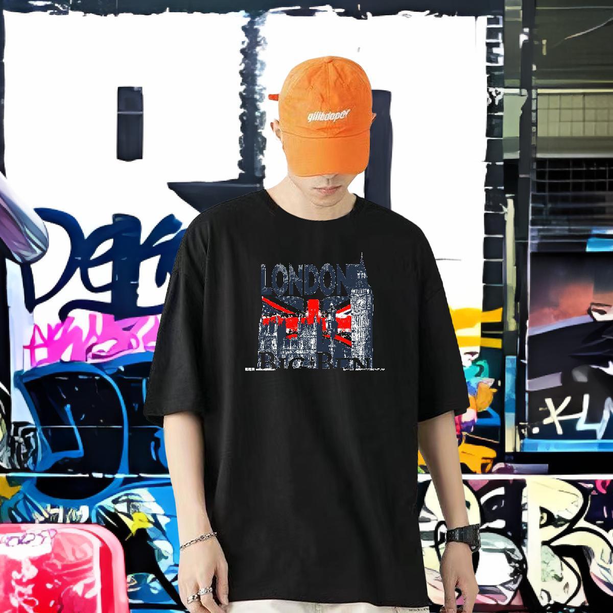 Custom Mens T Shirts 100% Cotton 230g Tall buildings Hip Hop Street Clothes Breathable Short Sleeve Wholesale Tshirt for Man Woman Oversized 4XL