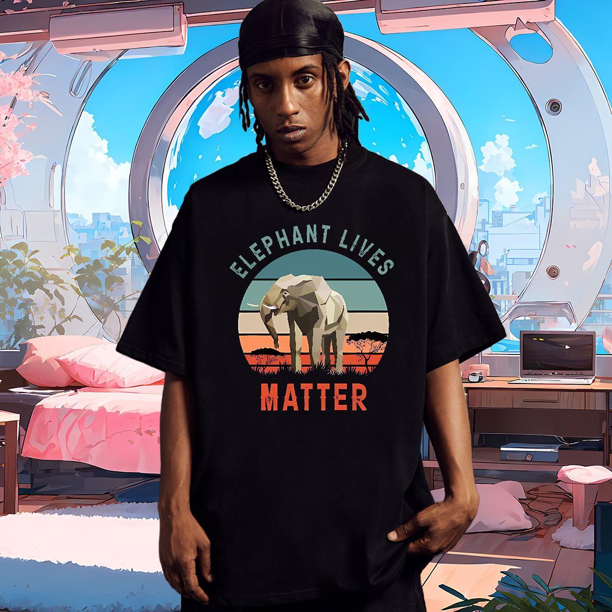 Man T Shirts 100% Cotton 230g Elephant Casual Daily Wear Crew Neck Breathable White Plus Size Couples T Shirts Custom Cool Tees Shirts