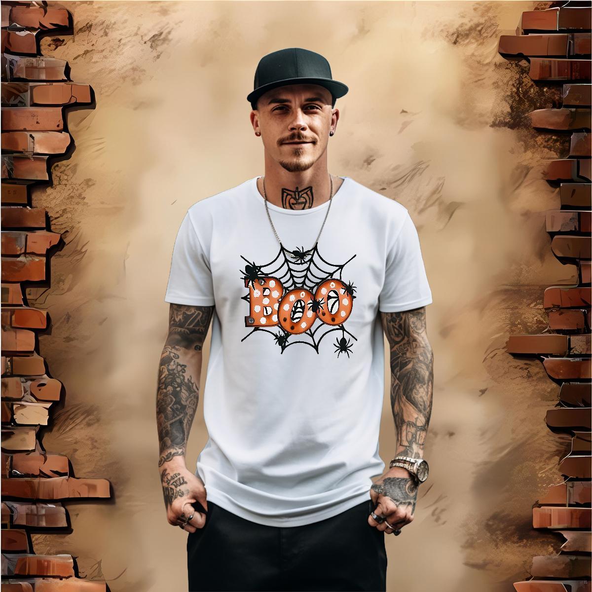 Classic Casual T Shirts Men 230g Pure Cotton spider web Spring Summer Tee Shirt Breathable Short Sleeve Soft Men Clothes T-Shirt Custom Anime