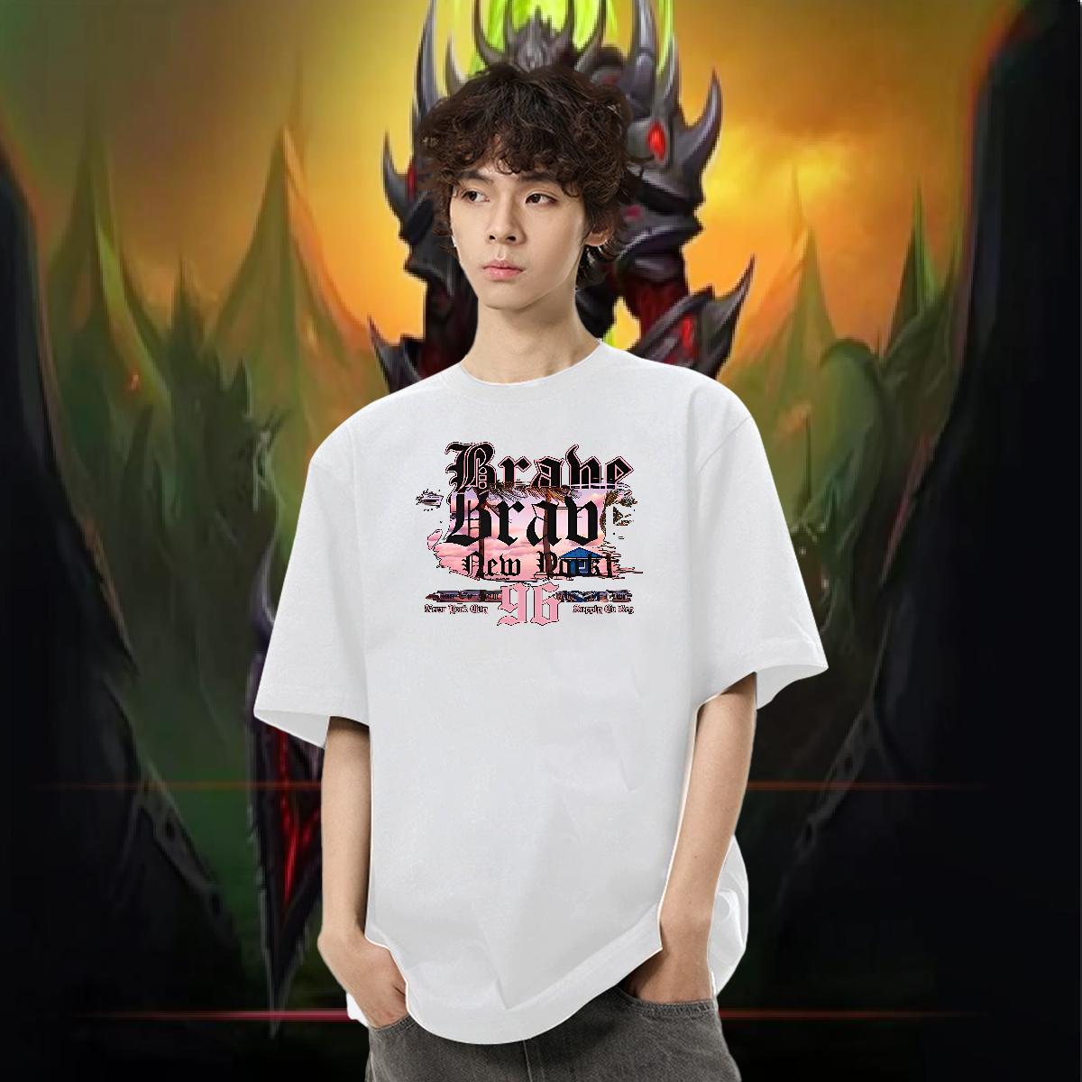 2024 DIY T-Shirts 100% Cotton 230g tree High Street Hip Hop Top Tees Breathable Short Sleeve Unisex Tshirt for Man Woman Black Oversized