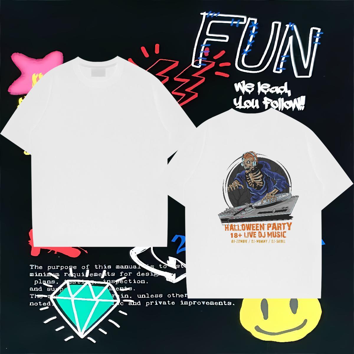 DIY Men T Shirts 230g 100% Cotton monster Casual Daily Wear Tee Shirt Pure Cotton Soft Couples T Shirts Cartoon Print