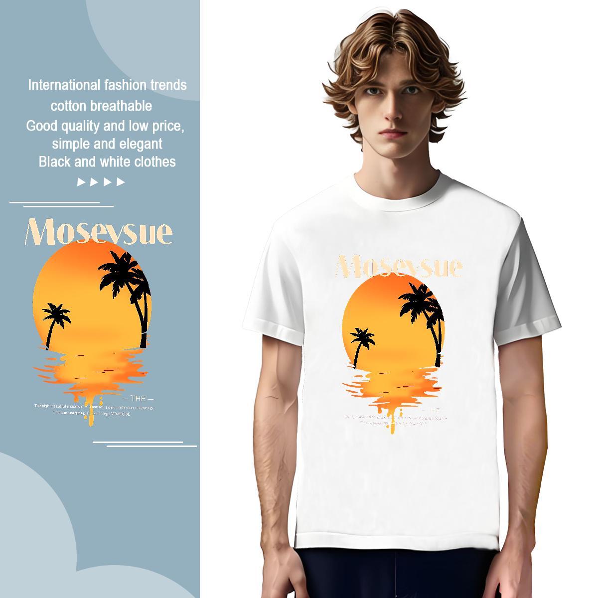 T Shirts Men 100% Cotton 230g tree Hip Hop Street Crew Neck Breathable Anime Men Tshirts DIY Customized Soft Wear