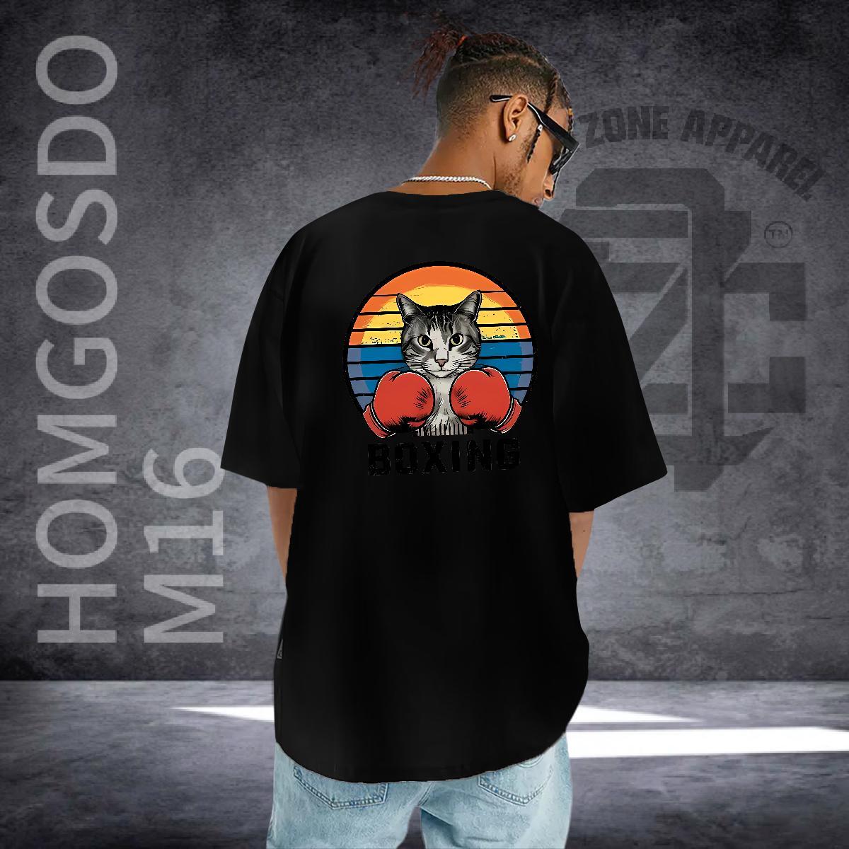 2024 New Men T Shirts 230g Pure Cotton cat Beach Tops Breathable Crew Neck Classic Mens Tshirts Custom Anime