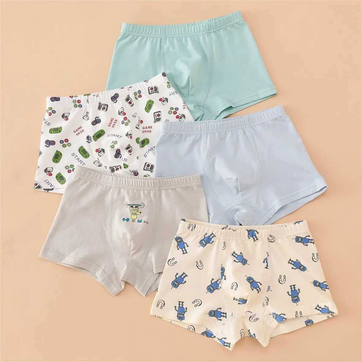 5 pairs of childrens underwear boys flat cornered baby four cornered childrens shorts boys cotton unedited PPW240715