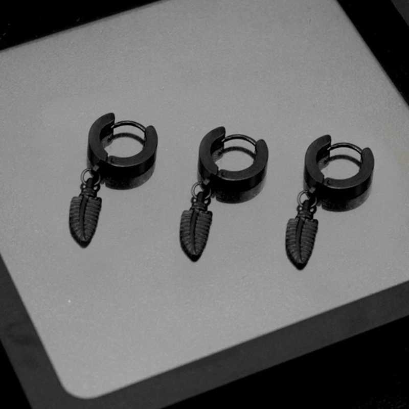 9 pairs of punk black multi style stainless steel stud earrings suitable for mens and womens Gothic street fashion hip-hop earrings jewelry gifts W240