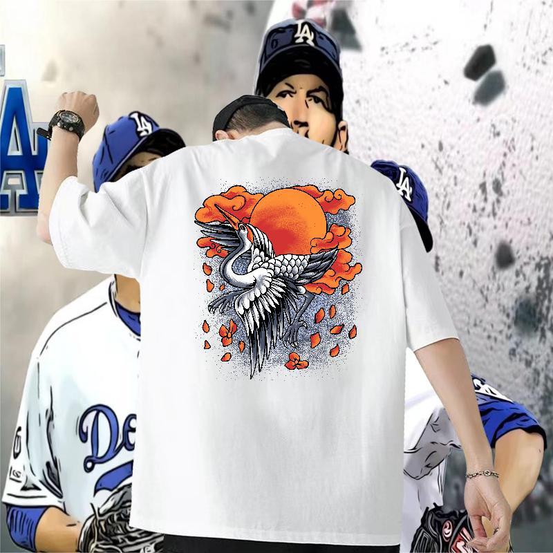 2024 DIY Mens T Shirts 230g 100% Cotton eagle Hip Hop Street Top Tees O Neck Short Sleeves Brand Tshirts Cartoon Printing L-4XL