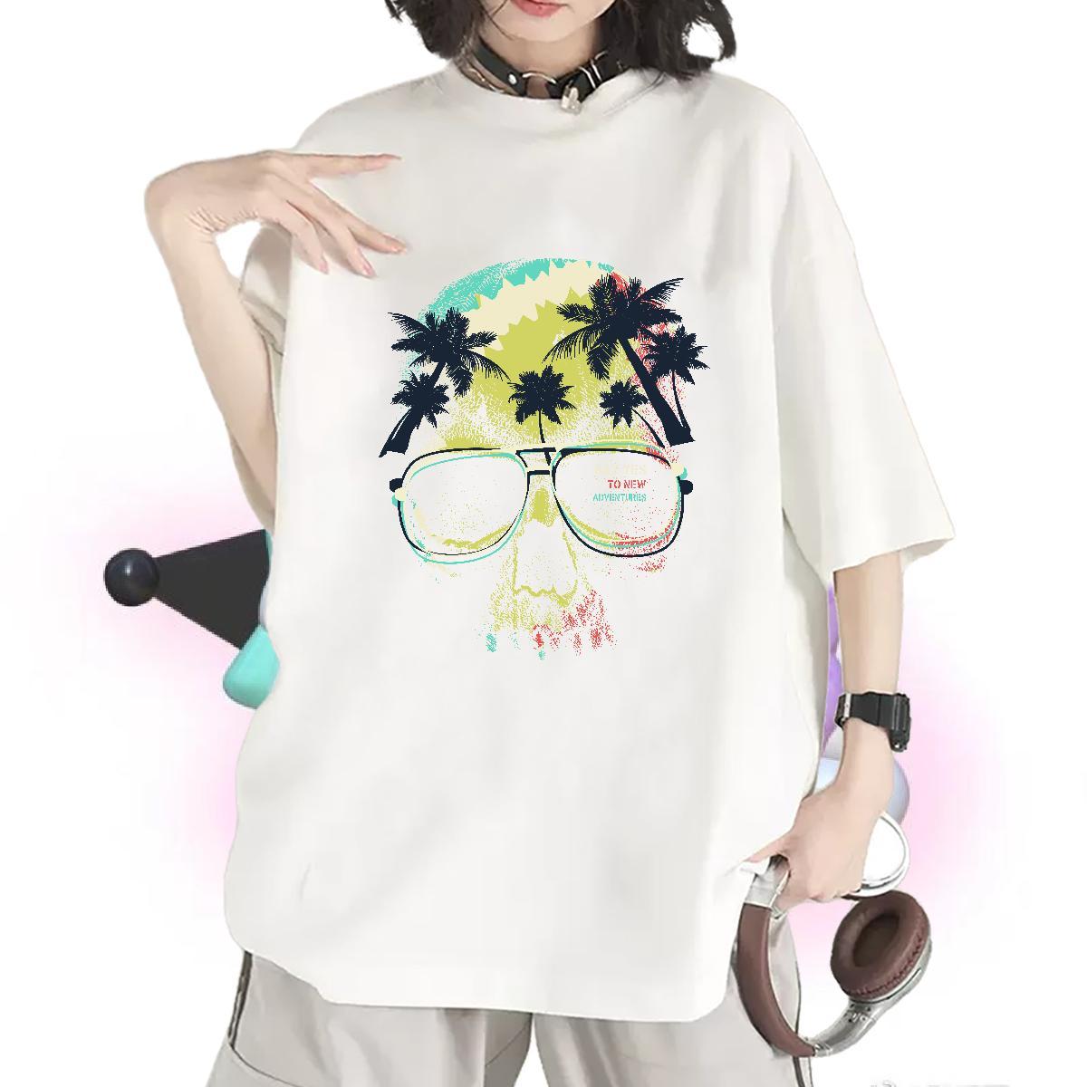 High quality T Shirts Women Comfortable Lady T shirt DIY Printed tree Home Outdoor 230g Cotton New Tops Shirt