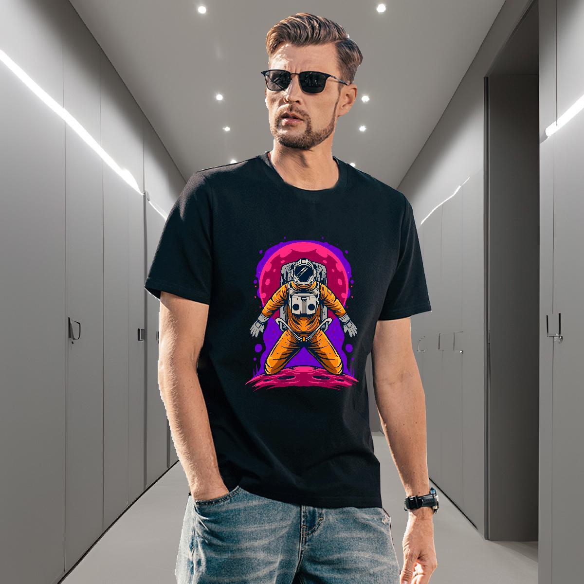 T-Shirts for Men 230g 100% Cotton cosmonaut Street Wear O-Neck Short Sleeve Oversized 3XL 4XL Men Tops Tees Stylist TOP Quality Tee Shirt