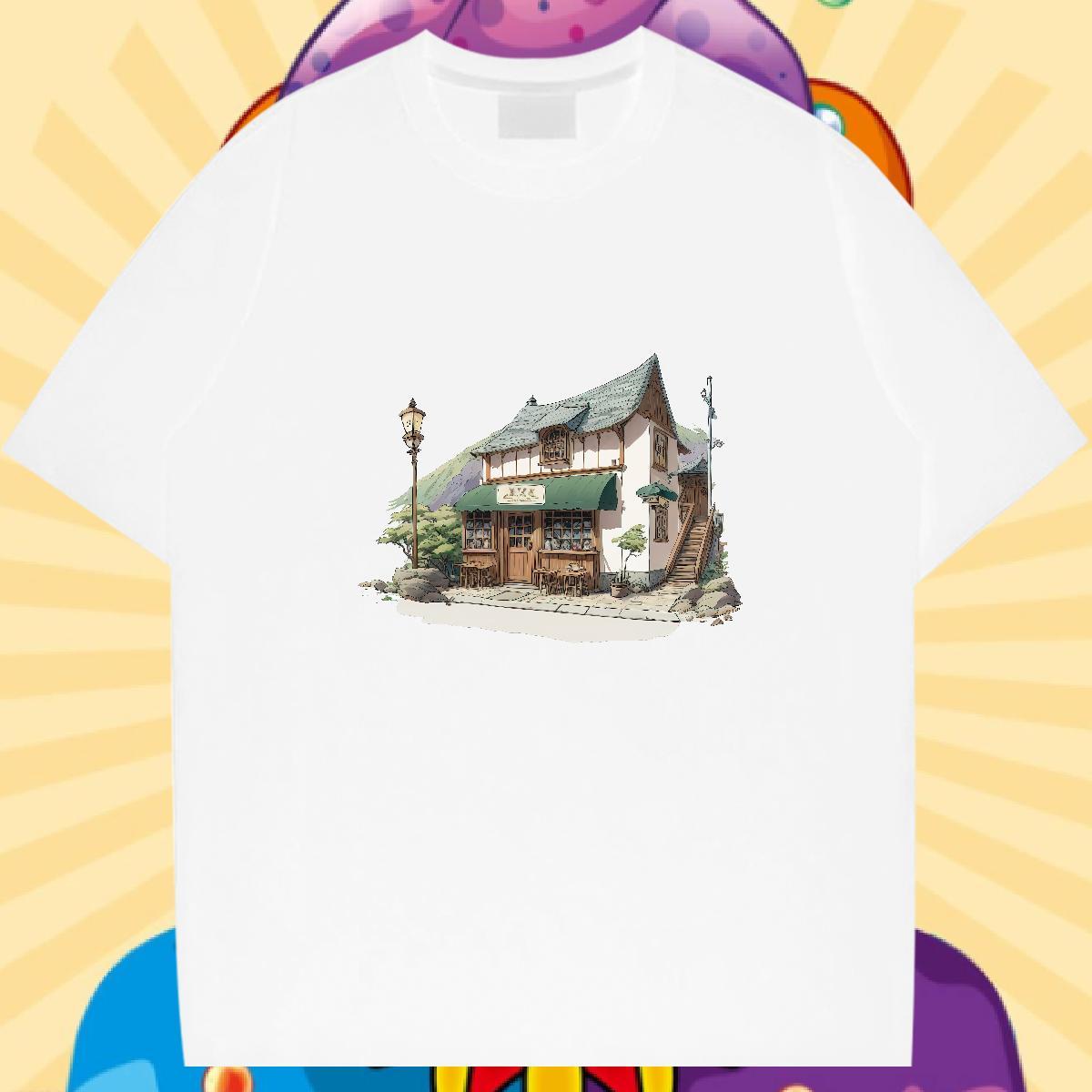 Fashion New T Shirts Men 100% Cotton 230g House Sport Wear Crew Neck Breathable Cool Men Clothes T-Shirt Cartoon Printing L-4XL