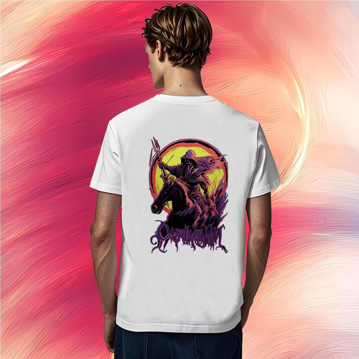 Wholesale T Shirts Men 100% Cotton 230g horse Sports Casual Tops Tees Breathable Crew Neck Classic Men Clothes T-Shirt Plus Size Cartoon