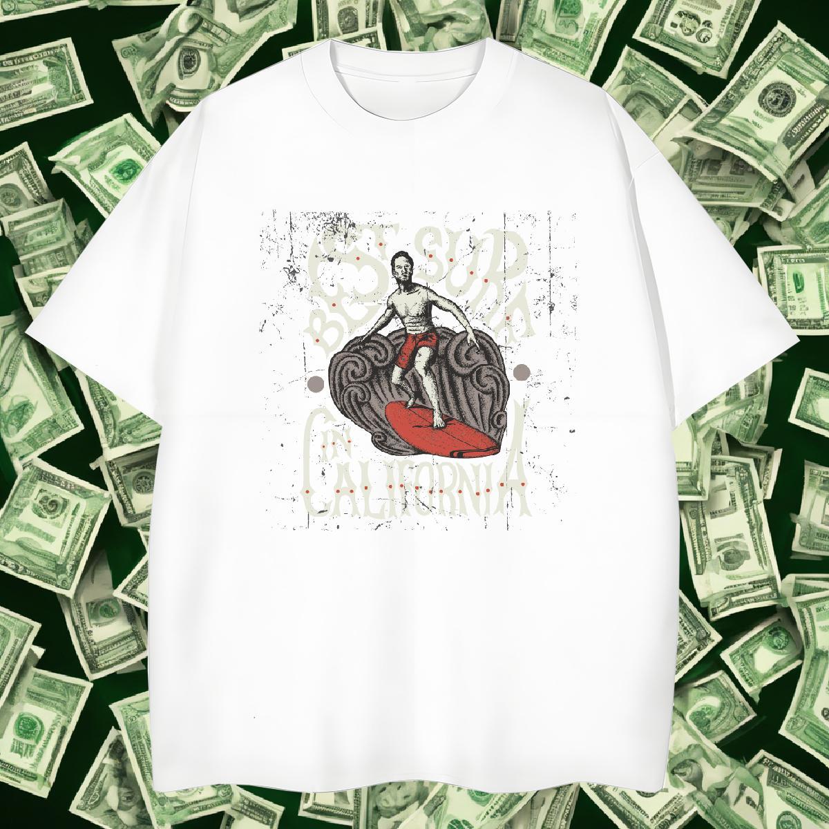 T-Shirts for Men 230g Pure Cotton portrait Daily Wear Crew Neck Floral Print Men Tshirts DIY Loose Fit Polos