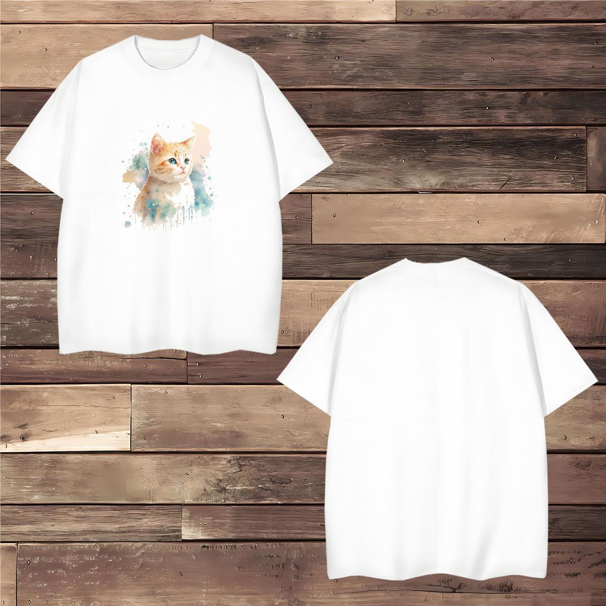 Man T Shirts 100% Cotton 230g cat Street wear Hip Hop Pure Cotton Custom Cartoon Couples T Shirts Classic Popular Polos