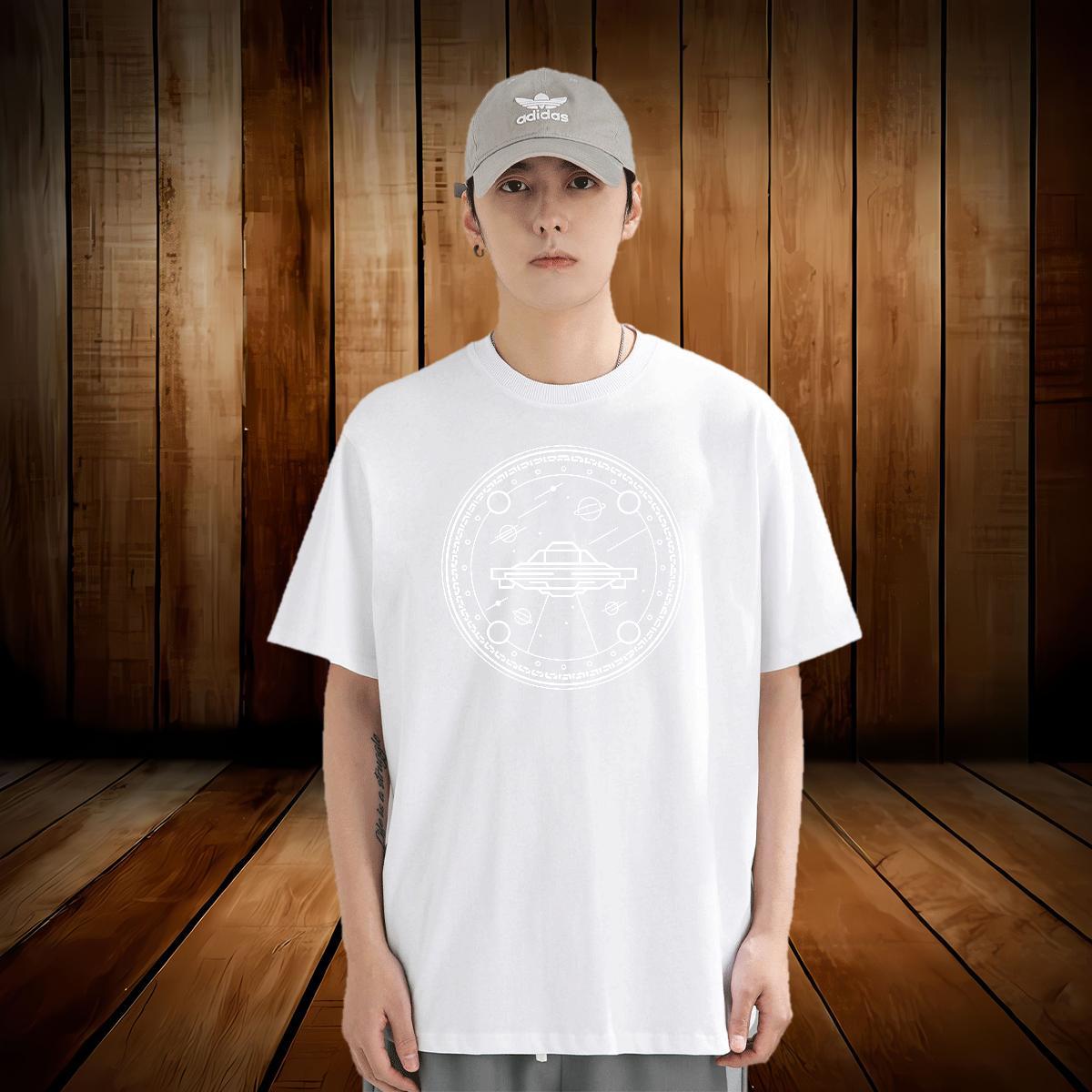 T Shirt For Man 230g Pure Cotton Lines Street Crew Neck DIY Logo Oversized Couples T Shirts New Designer Wear