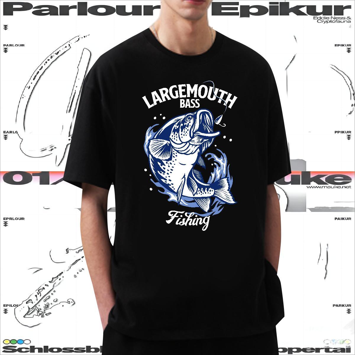 Free Shipping Mens T Shirts 230g Pure Cotton fish Street Wear Tees Crew Neck Breathable Popular Men Tops Tees Customized Print