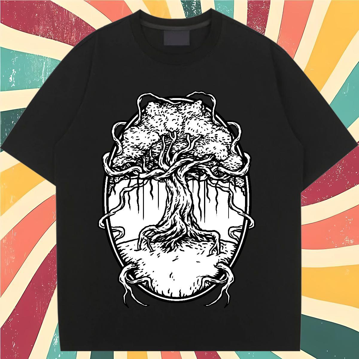 Wholesale Woman T Shirts Crew Neck Women Tees Anime Print tree Casual 230g Cotton New Arrival Top Shirts