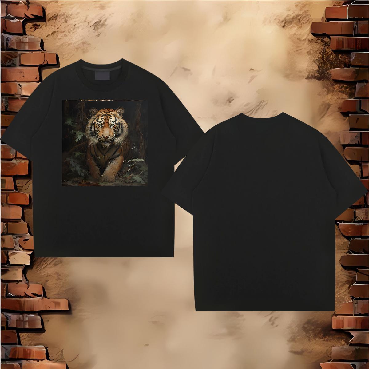 DIY Man T Shirts 230g Cotton tiger Spring Summer Wear Breathable Crew Neck Wholesale Couples T Shirts Custom Printing