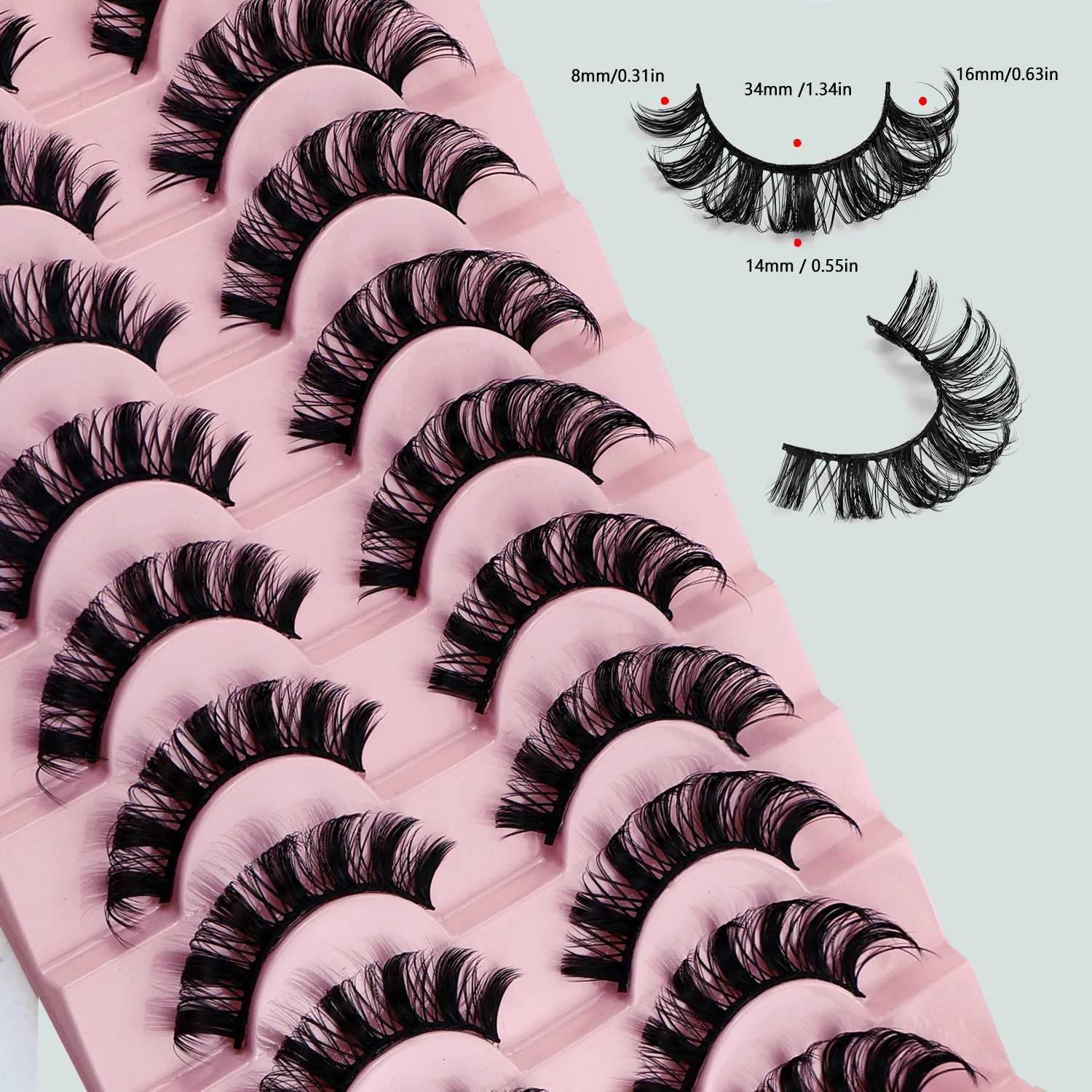 10 pairs of fluffy false eyelashes natural volume eyelashes plush and plump a must-have for perfect makeup W240803