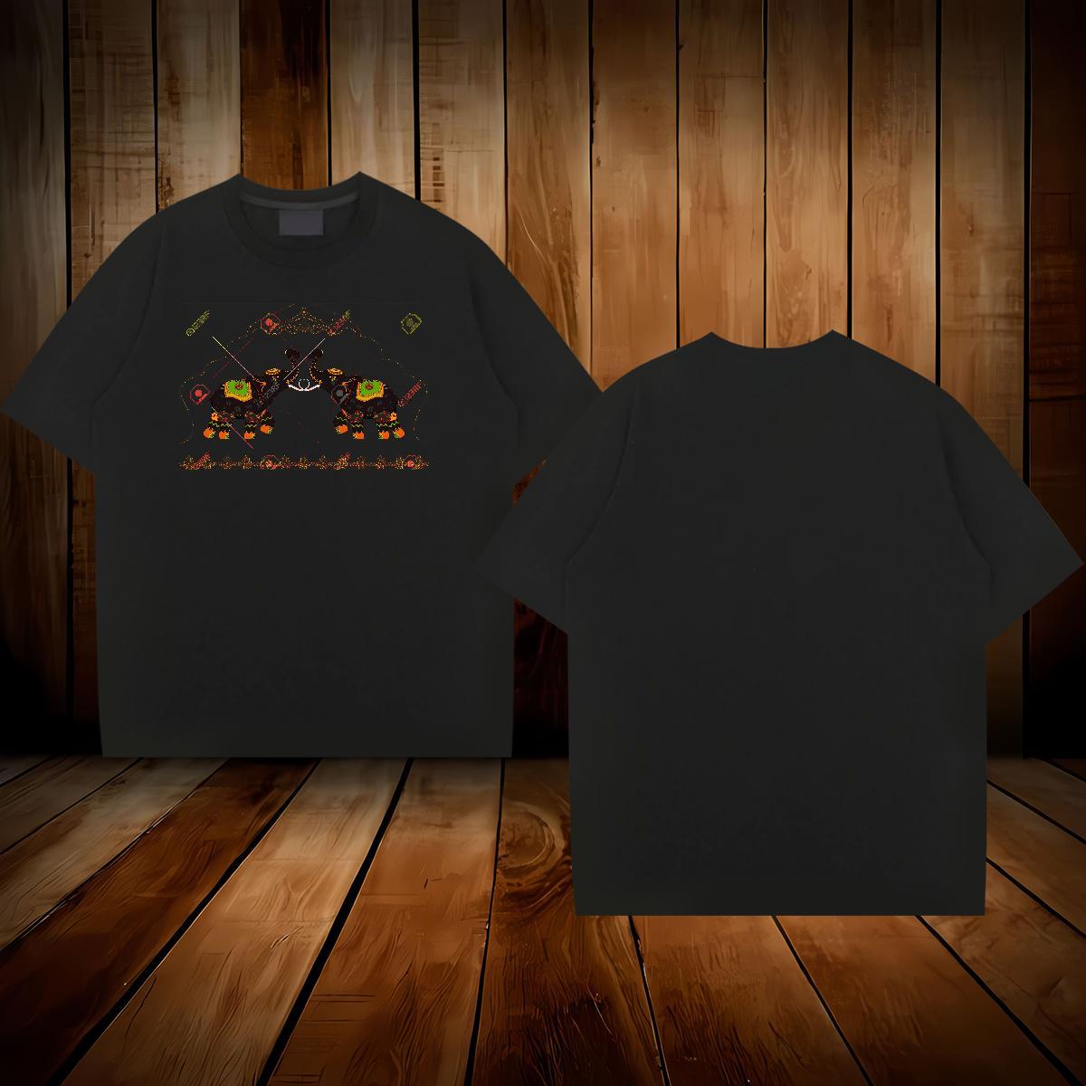 New T shirt 230g Cotton elephant Beach Tops O Neck Short Sleeves Unisex Tshirt for Man Woman Oversized 4XL