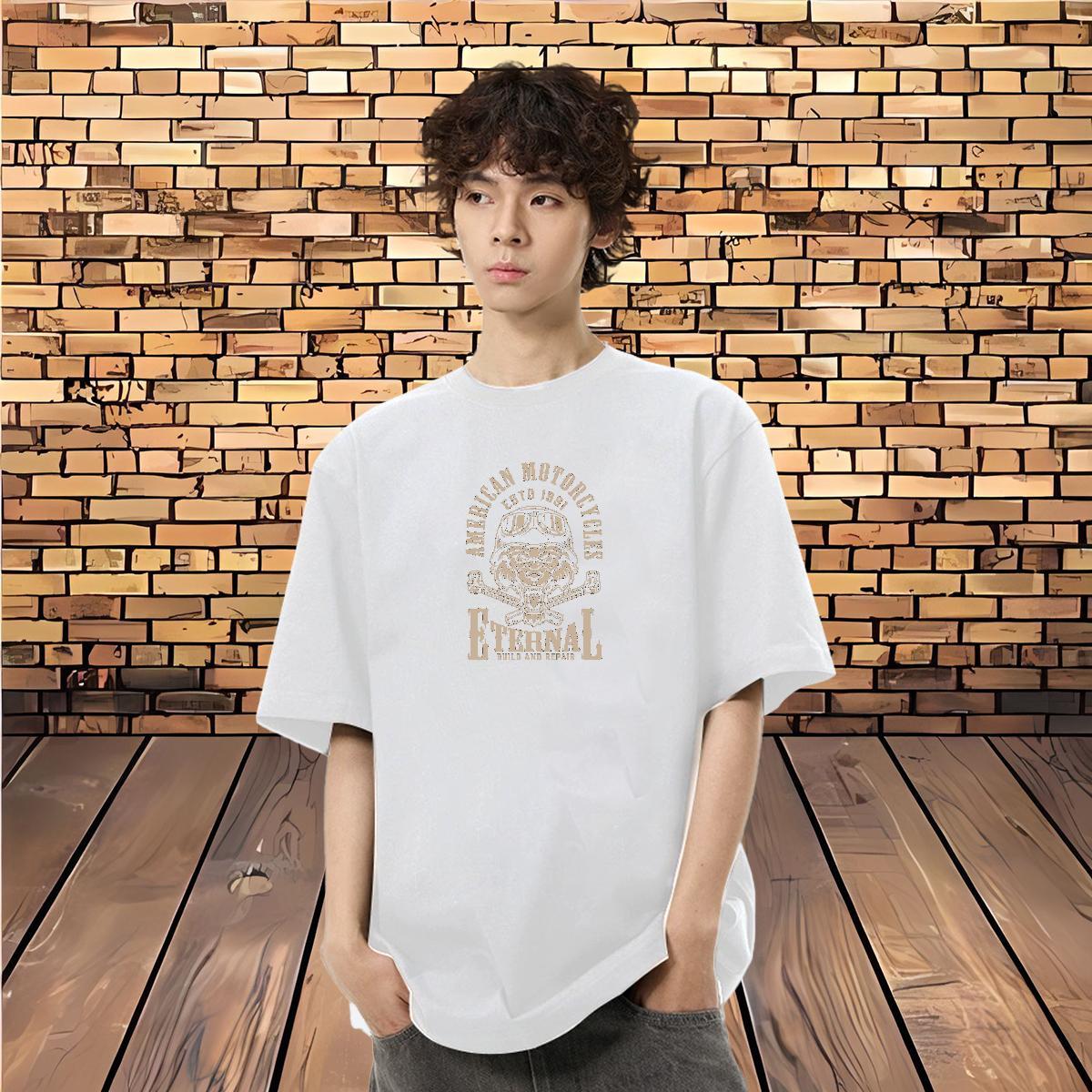 Fashion Casual T-Shirts 230g 100% Cotton Hip Hop Street Tees Pure Cotton Comfortable Tshirts Oversized 4XL