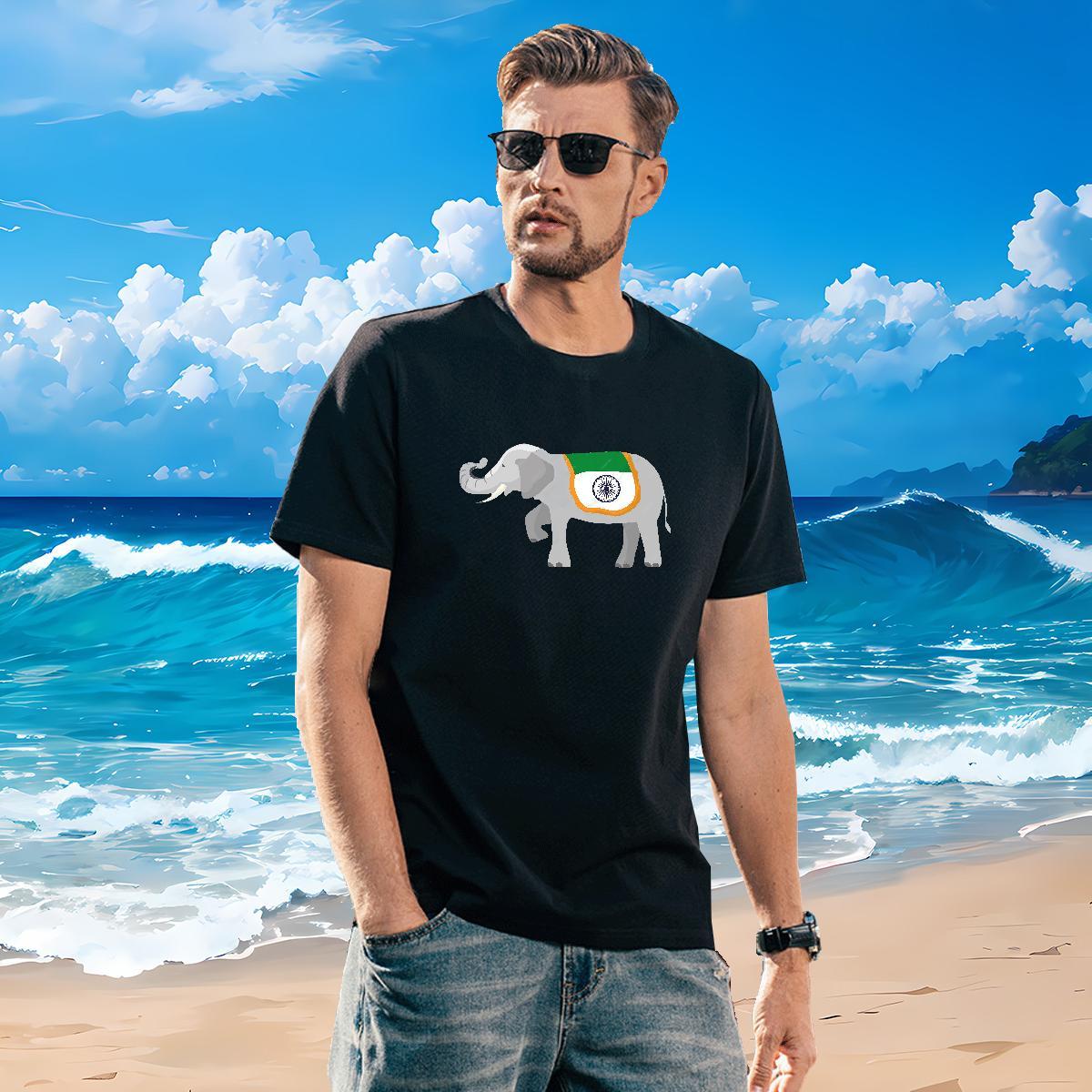 Custom Men T Shirts 100% Cotton 230g elephant Home Outdoor Wear Crew Neck Loose Fit Men Clothes T-Shirt Anime Print