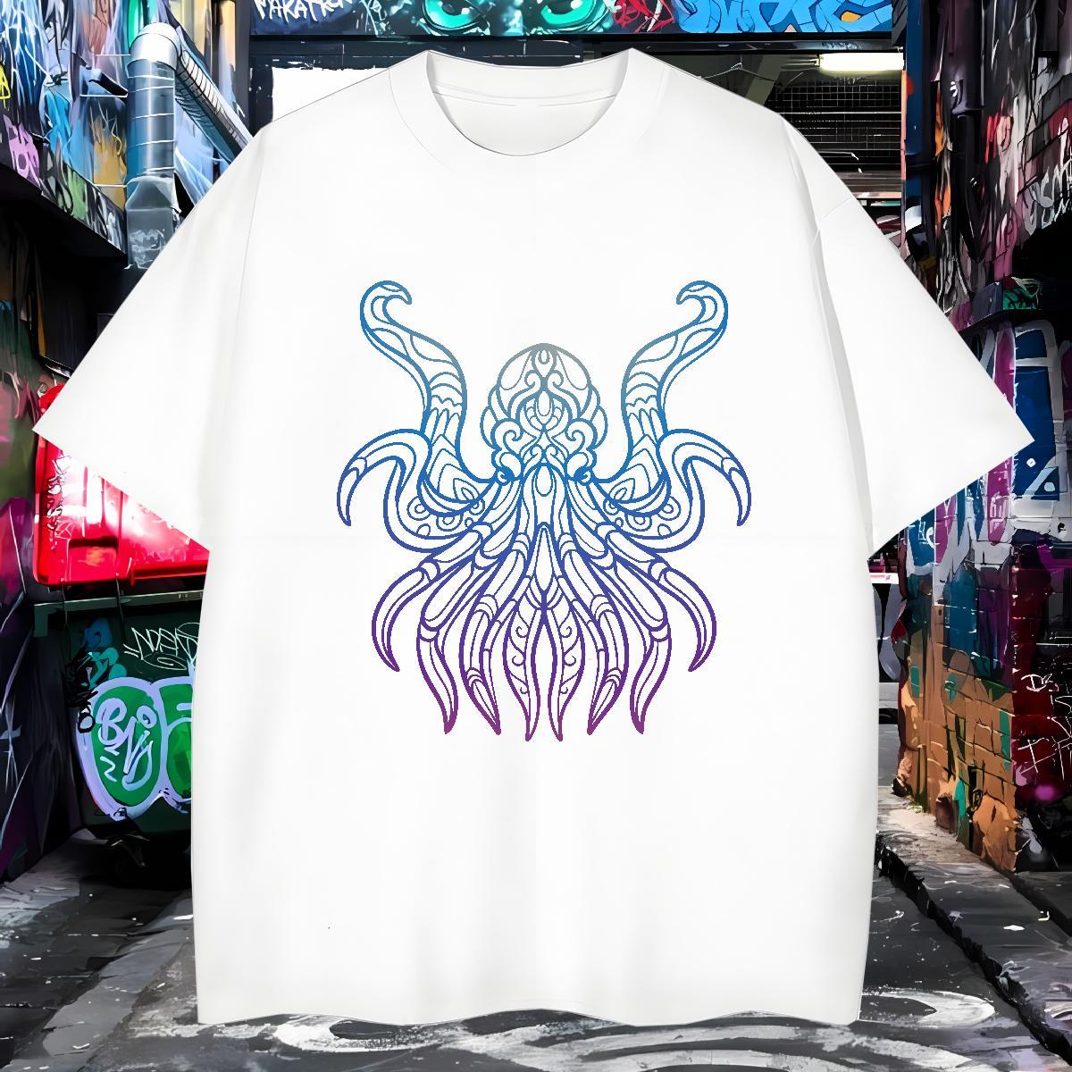 New Designer T Shirt For Man 100% Cotton 230g octopus Anime Printing Street Tees O-Neck Short Sleeve TOP Quality Tshirt for Man Woman Custom Anime