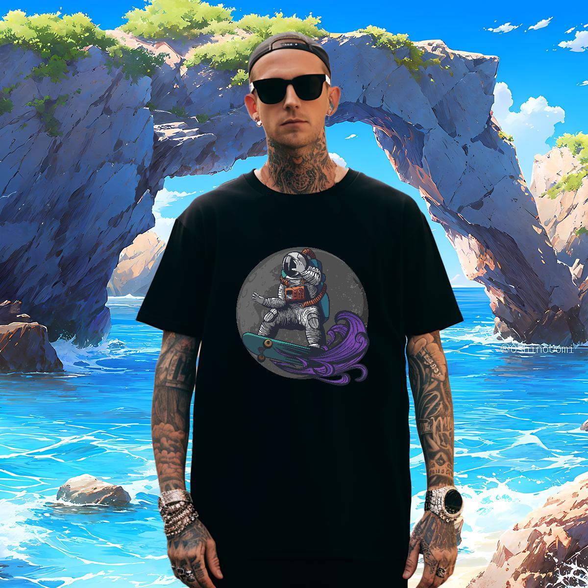 T Shirt For Man 230g 100% Cotton cosmonaut Sports Casual Breathable Short Sleeve Custom Printing Men Tshirts New Designer Cool Tops Shirt