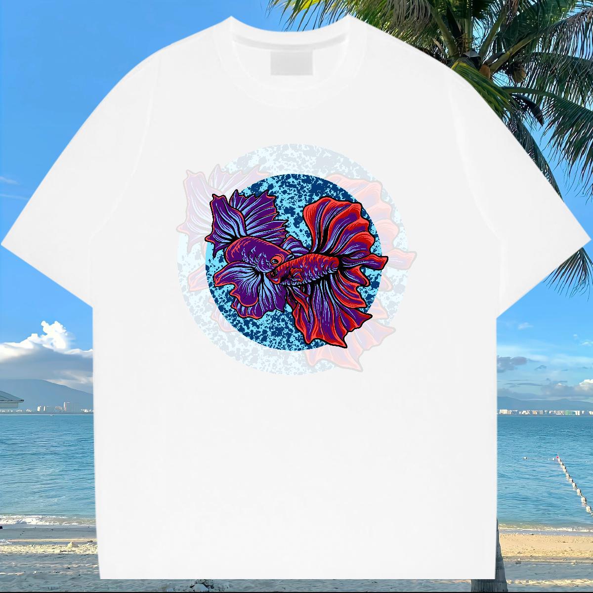 DIY Men T Shirts 100% Cotton 230g Casual Daily Wear Tee Shirt Pure Cotton Comfortable Couples T Shirts Anime