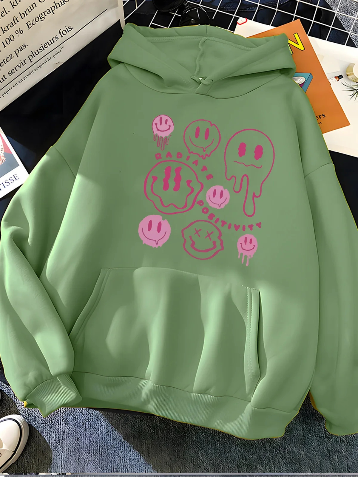 Hirsionsan Funny Graphic Print Hoodies Women Soft Loose Sportwear Female Sweatshirt Warm Fleece Ladies Clothes Polyester Y2k 240806