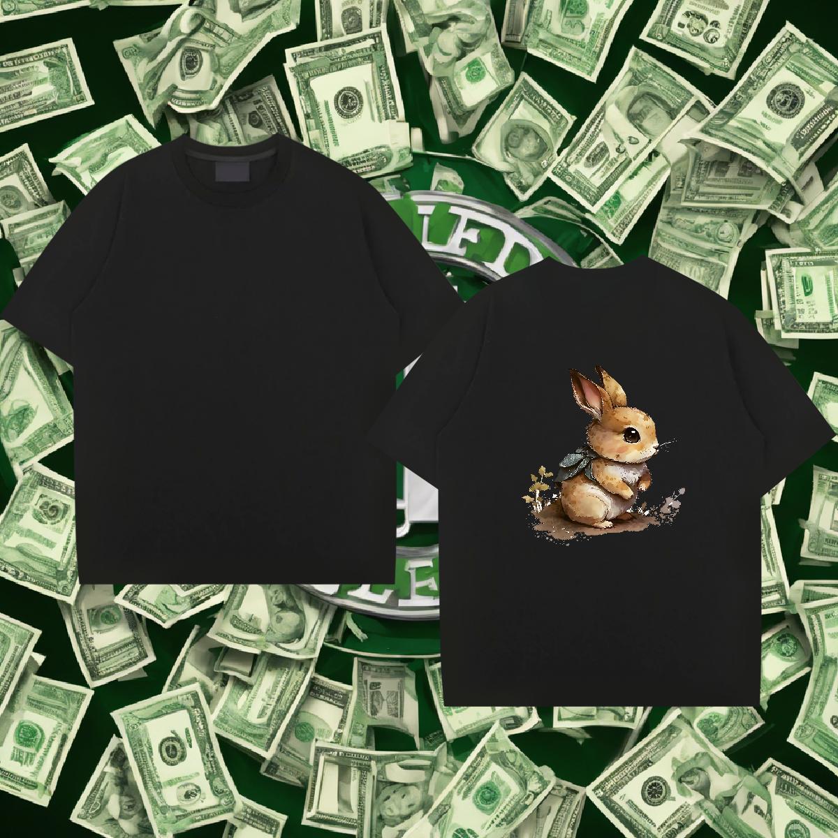 Fashion Designer T-Shirts for Men 230g Pure Cotton rabbit Daily Wear Polos Short Sleeve Soft Brand Mens Tshirts Asian Size