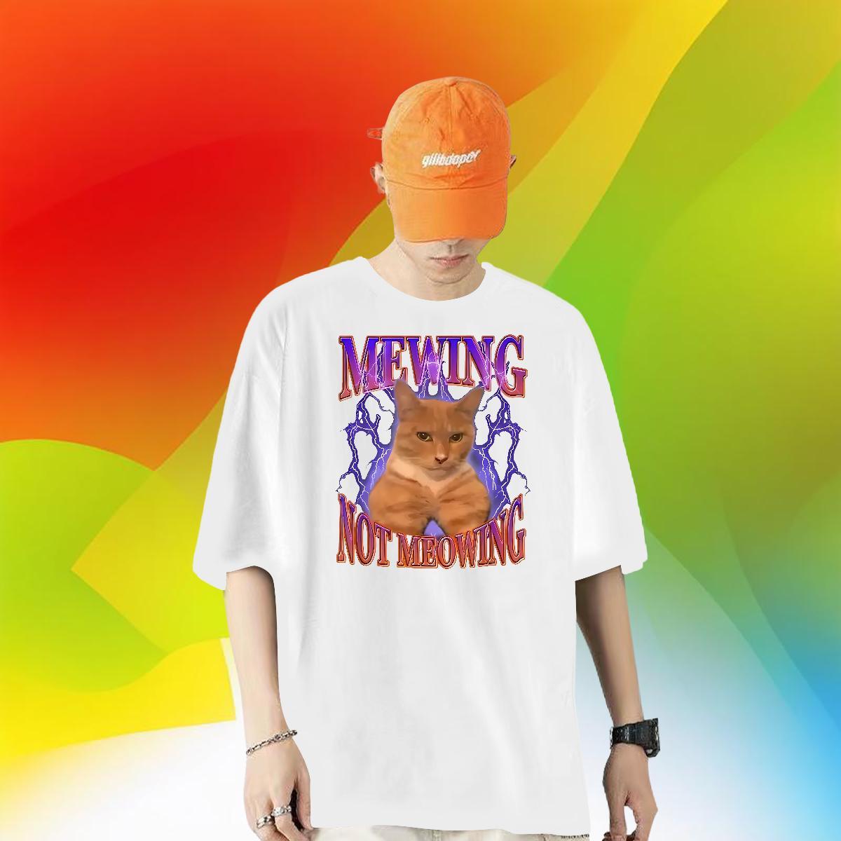 2024 New T Shirts Men 230g Pure Cotton cat Summer Casual Top Tees Breathable Soft Popular Tshirts Custom Printing