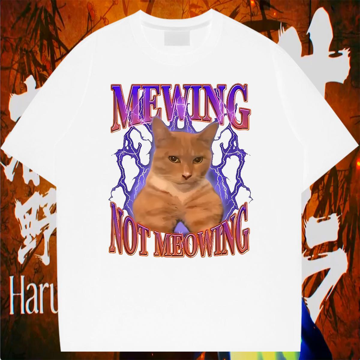 T Shirts Men 100% Cotton 230g cat Daily Outfit Breathable Short Sleeve Cartoon Print Men Tees New Arrival Comfortable Tshirts